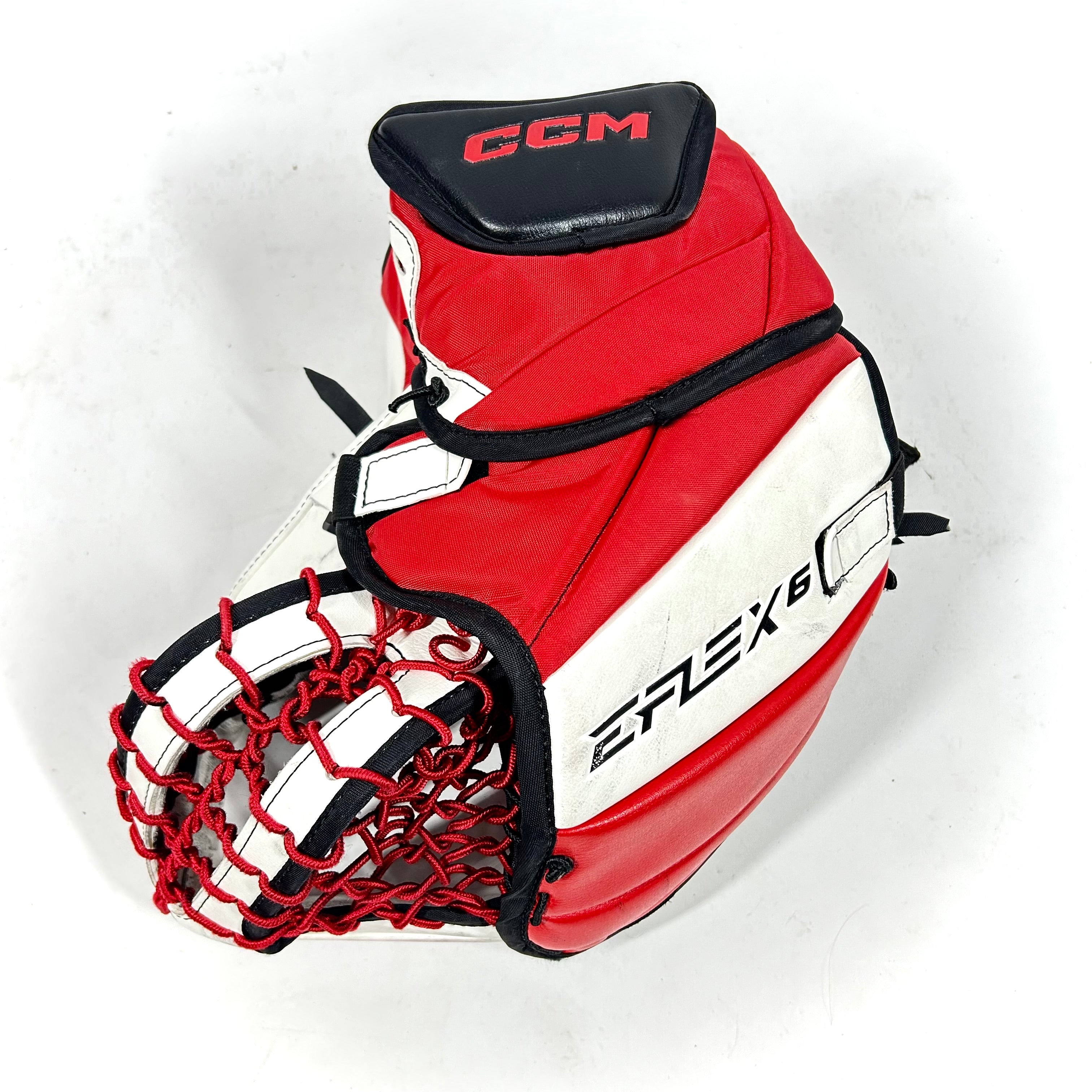 CCM Extreme Flex 6 - Gant de gardien de but Pro Stock d'occasion (blanc/rouge/noir)